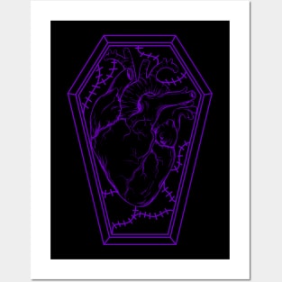 Human Heart in a Coffin Purple Posters and Art